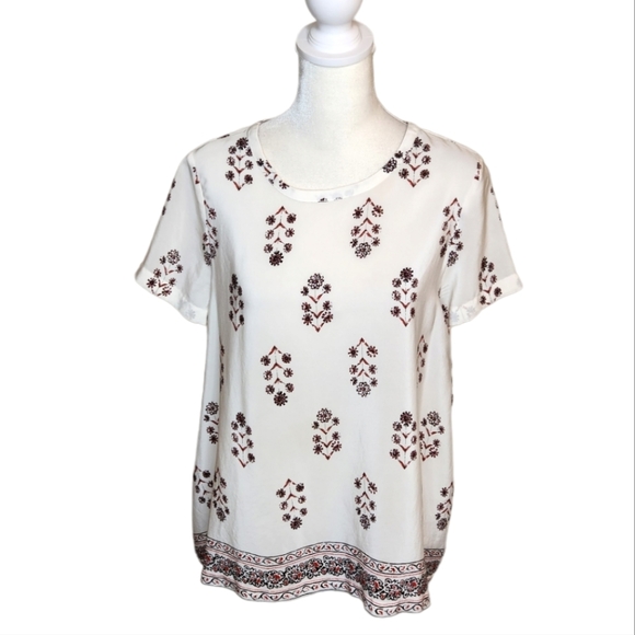 Madewell Tops - Madewell 100% Silk Vinefloral Top with Border